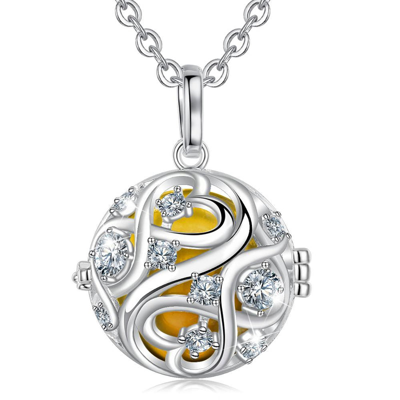 EUDORA 20mm Unique Crystal Cage Harmony Ball Musical Pendant Angel Caller Necklace with Infinite knot For Pregnancy Jewelry K363