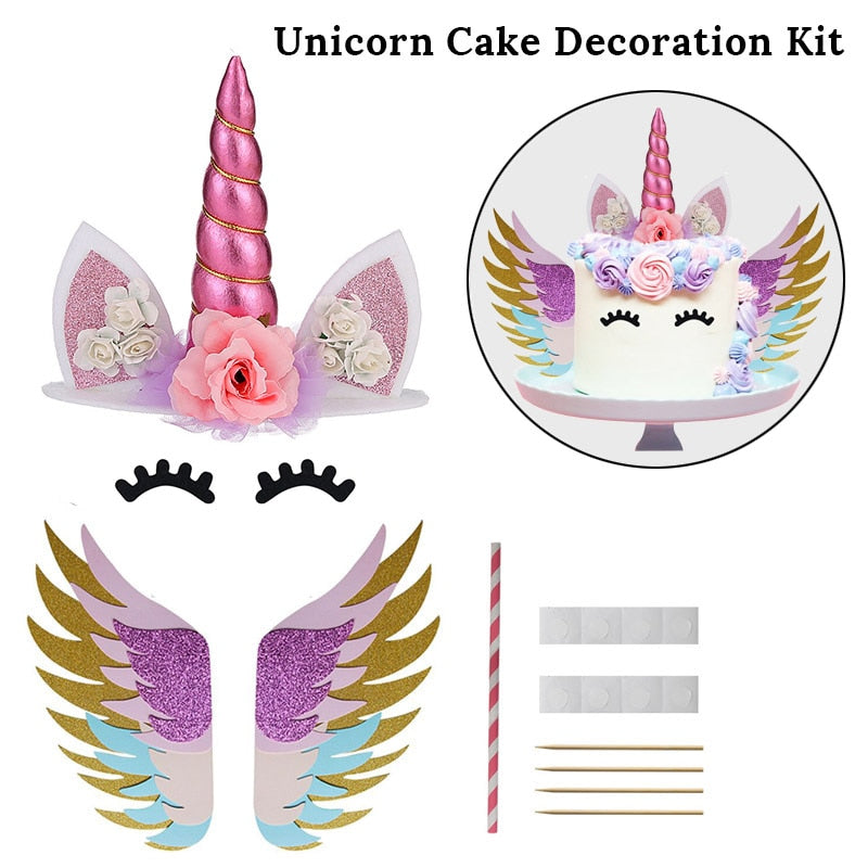 Unicorn Party 3-tier Cup Cake Stand Paper Plates Cups Balloon Birthday Party Decoration Kids Unicornio Party Girls Baby Shower