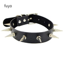 Punk Black Bell Lock PU Leather Necklaces for Women Cosplay Rock Geometry Rivet Collar Choker Necklaces Festival Jewelry