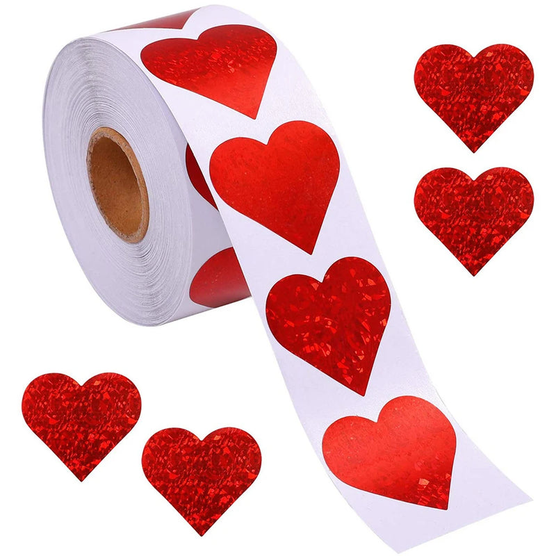 50-500pcs Valentine's Day Paper Packaging Sticker Red Heart Shape Labels Candy Dragee Bag Gift Box Packing Bag Wedding