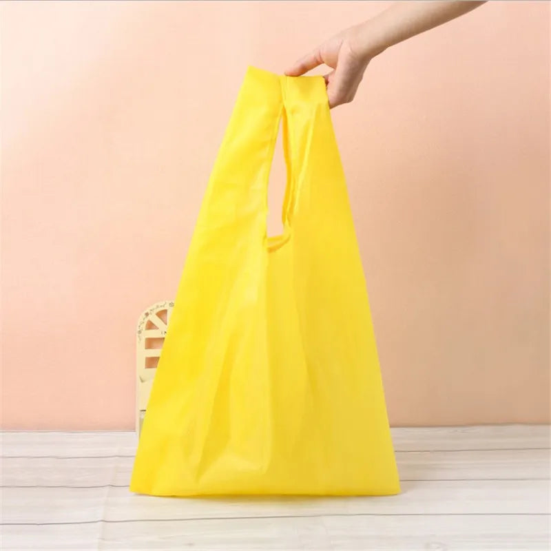 Solid Color Foldable Shopping Bag Eco Reusable Tote Oxford Fabric Casual Large-capacity Shopping Bag Home Storage Bag Supplies
