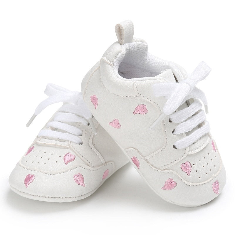 Newborn Print Heart Star Baby Sneaker PU Leather Baby Boys Girls First Walkers Soft Sole Infant Toddler Baby Shoes For 0-18M