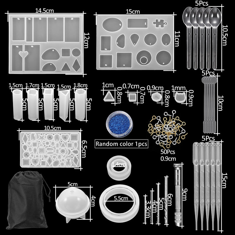 1 Set Mixed Style Silicone Epoxy Resin Casting Molds UV Tool Set For DIY Pendant Jewelry Making Finding Accessories Supplies