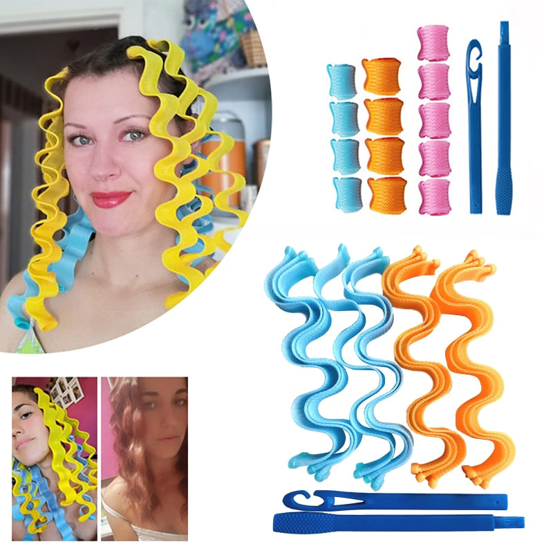 30cm DIY Magic Hair Curler Portable 12PCS Hairstyle Roller Sticks Durable Beauty Makeup Curling Rollers Hair Styling Tools
