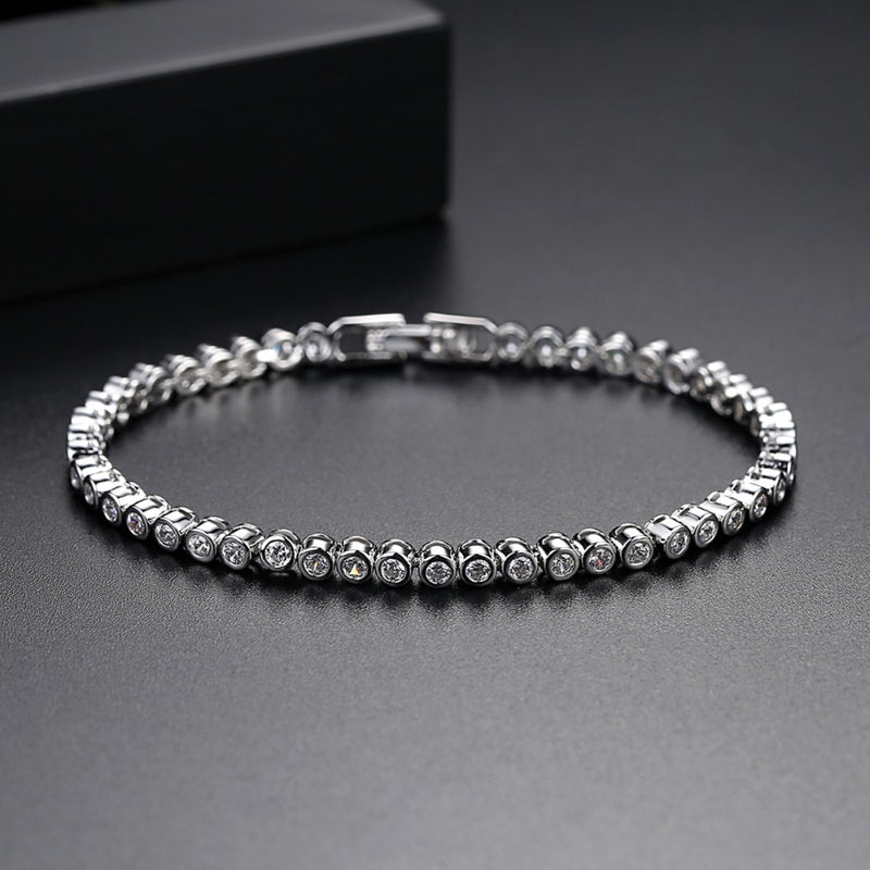 LUOTEEMI Brand Hot Selling Women Tennis Bracelet Luxury Round Clear CZ Beads Tennis Bangles for Men bijoux femme Unusual Jewelry