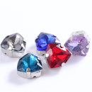 12mm Crystal Triangle Shape Glass Sew On Rhinestones With Silver Claw Sew on Beads for Clothing Accessories Shoes Diy