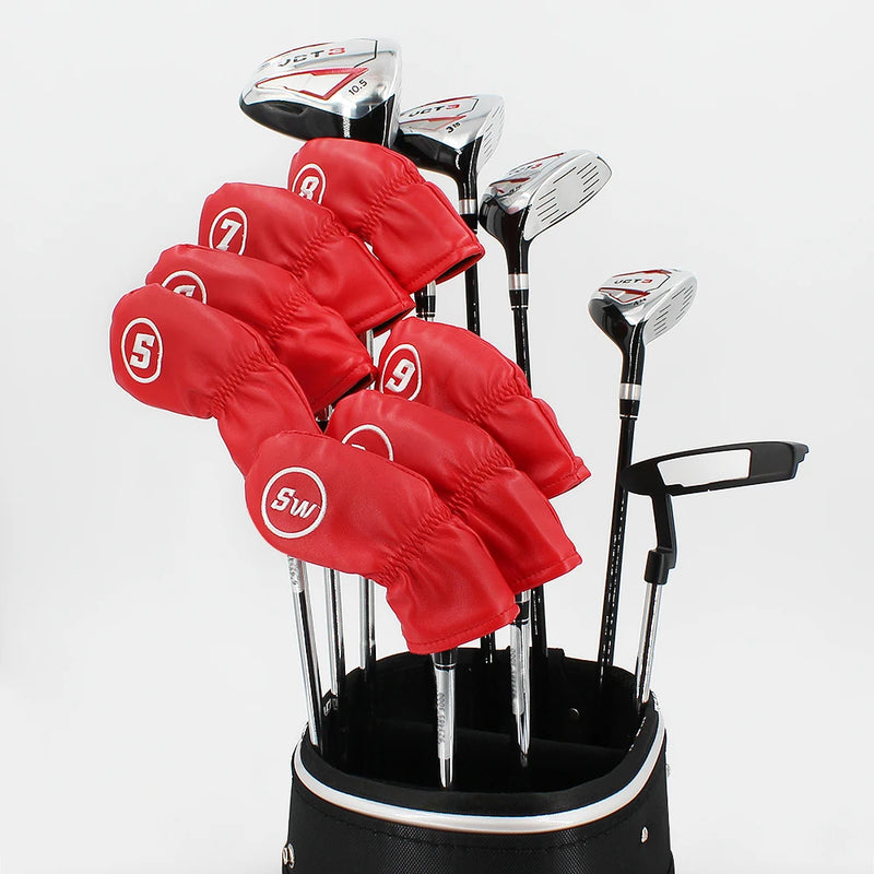 9 Pcs/Set Golf Headcovers For Iron Set Clubs Blue Red White Black Color Waterproof PU Golf Iron Cover Heads Protector