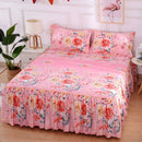 3Pcs/Set Korean Brushed Printed Bed Skirt Bed Cover Student Dormitory Non-Slip Sheet Cover Bedroom 3D Lace Bed Skirt Bedding