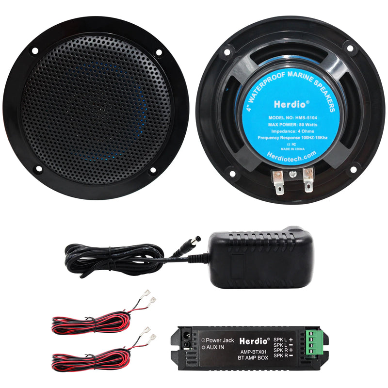 Herdio 4 Inches Waterproof Marine Bluetooth Ceiling Speakers For Bathroom Kitchen Home Outdoor Camper Golf Cart Boat with Flush