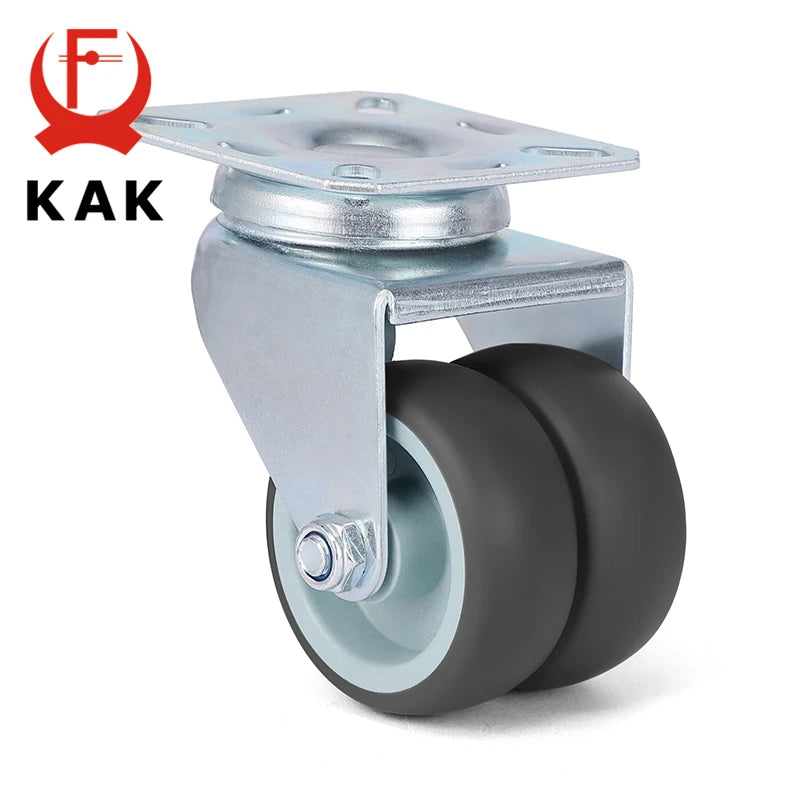 4pcs KAK Swivel Mute Wheel Caster Replacement 2 Inches 60KG Soft Rubber Safe Roller Furniture Wheels for Trolley Dining Table