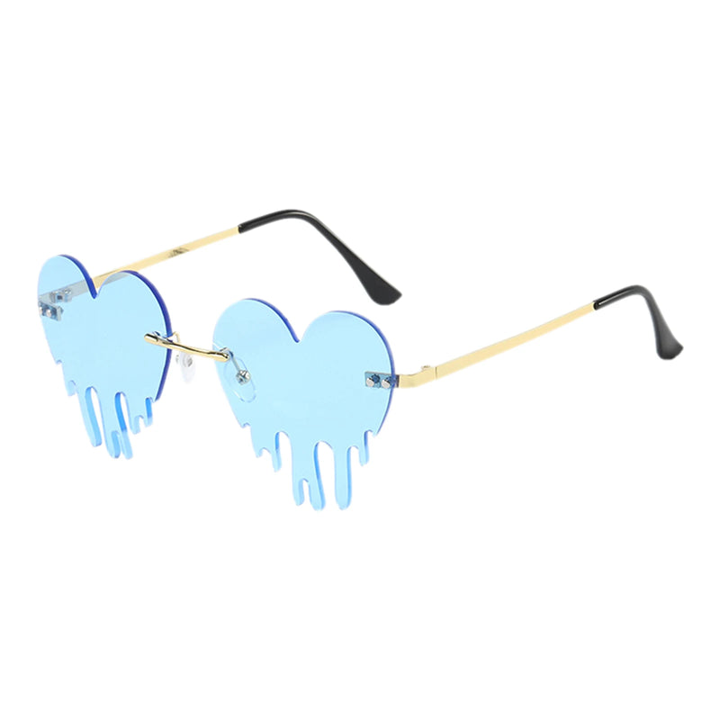 Fashion Dripping Heart Sun Glasses Personality Party Eye Glasses Frameless