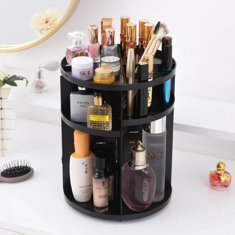 Round and Square Make Up Organizer 360-degree Rotating Cosmetic Storage Organizer Women Dressing Table Shelf Makeup Storage Box