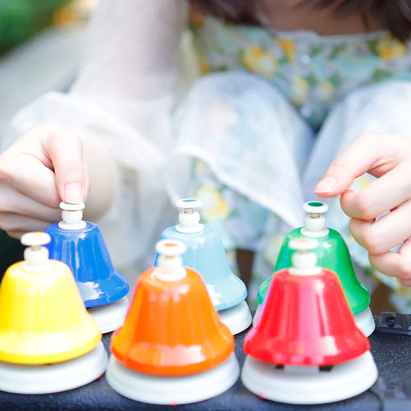 Orff Musical Instrument Set Handbell Colorful 8-Note Hand Bell Child Music Toy Baby Early Education Beautiful Christmas Gift
