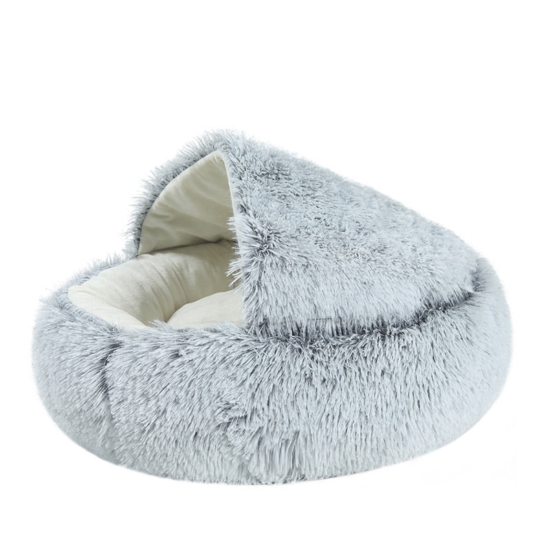 Pet Dog Bed Cat Bed Round Plush Cat Warm Bed House Soft Long Plush Bed For Small Dogs For Cats Nest 2 In 1 Cat Bed