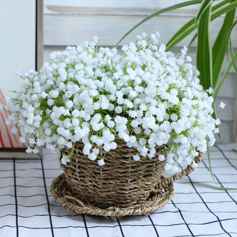 White Baby's Breath Artificial Flowers Real Touch Fake Gypsophila Faux Plants For Wedding Flower Bouquet DIY Floral Arrangement