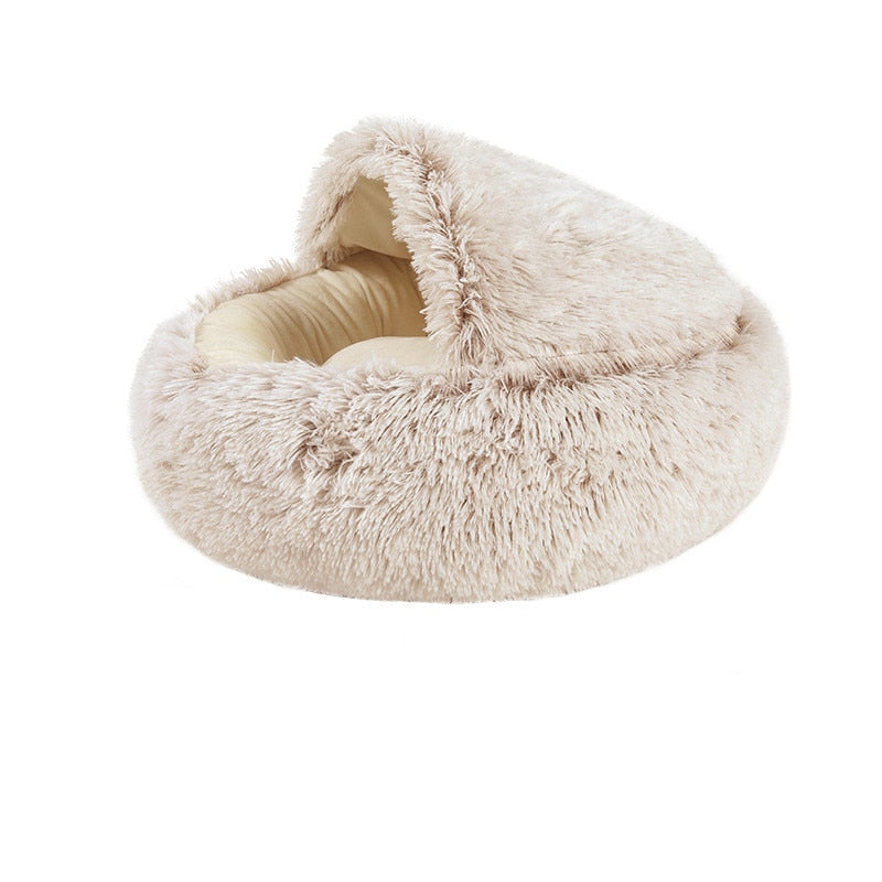 Pet Dog Bed Cat Bed Round Plush Cat Warm Bed House Soft Long Plush Bed For Small Dogs For Cats Nest 2 In 1 Cat Bed