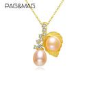 PAG&MAG Luxury Feashwater Pearls Pendant Necklace Sterling Silver 925 Necklace For Women Sea Shell Fine Jewelry FN-0320
