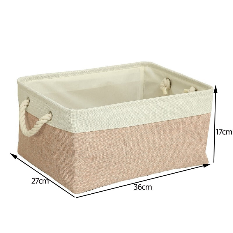 Cotton Linen Folding Storage Baskets Kids Toys Organizer Clothes and Sundries Storage Box Cabinet Storage Bag Laundry Basket