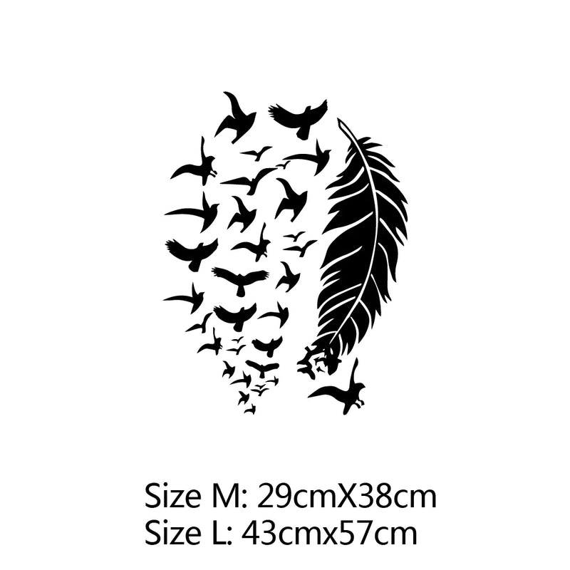 Delicate Feather Bird Decorative Vinyl Wall Stickers Bedroom Decor Decals Sticker For Kids Room Decoration Wallstickers