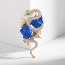 2021 New Female Brooch Inlaid Zircon Animal Brooches for Women Exaggerated Personality Design Flower Snake Broche Christmas Gift