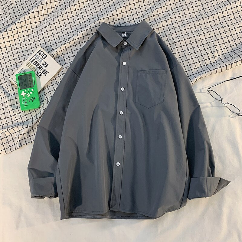 LAPPSTER Men Colorful Pocket Korean Shirts 2023 Autumn Long Sleeve Shirts For Men Harajuku Fashions Plus Size Oversized Clothing