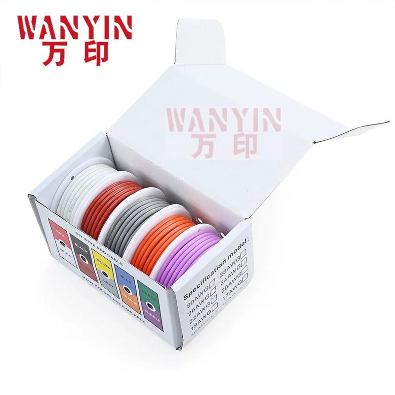 High quality super soft silicone wire and cable household DIY 5 colors mixed box wire tinned pure copper