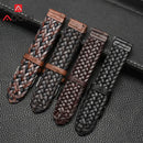 20mm 22mm 24mm Braided Genuine Leather Strap Quick Release Men Women Replacement Bracelet Belt Wrist Band for Smart Watch Brown