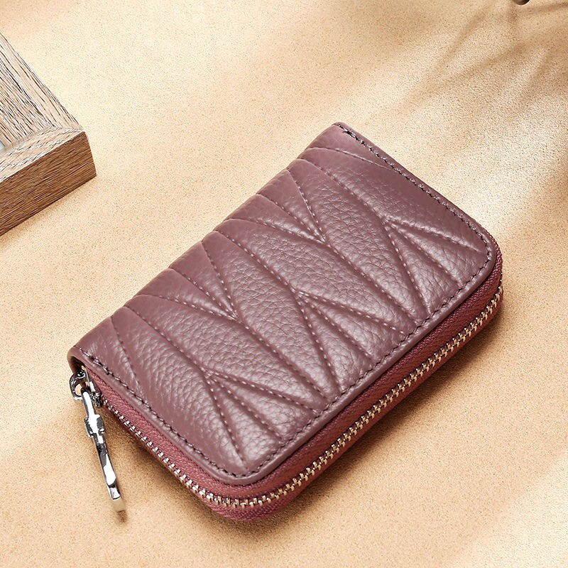 Genuine Leather Long Zipper Card Holder Wallets RFID Business Credit Card Holder Women Clutch Wallets Passport Holder Coin Purse