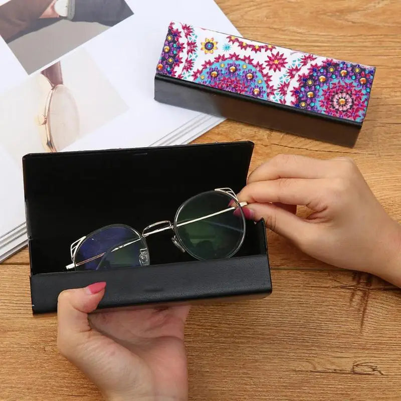 DIY Diamond Painting Eye Glasses Storage Box Travel Leather Sunglasses Case Special Shaped Diamond Storarage Box