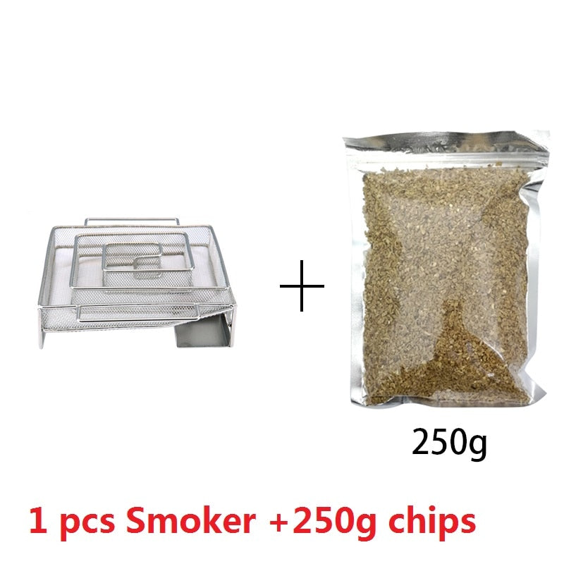 Cold Smoke Generator BBQ Accessories Steel Barbecue Grill Cooking Tool Smoker Salmon Bacon Fish Mini Apple Wood Chip Smoking Box