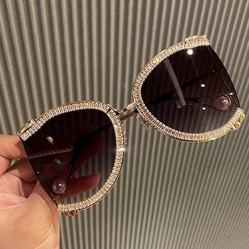 2021 Sunglasses Women Oversized CZ Diamond Designer Sun Glasses Ladies Luxury Glasses Shades for Women  Wholesale Bulk  Oculos