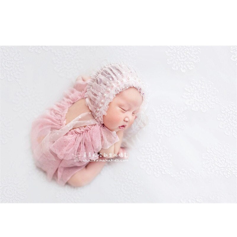 Newborn Photography Props Accessories Girl Outfit Hat Set Baby Bebe Fotografie Studio Romper Photo Shoot Costume For Girls