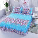 3Pcs/Set Korean Brushed Printed Bed Skirt Bed Cover Student Dormitory Non-Slip Sheet Cover Bedroom 3D Lace Bed Skirt Bedding