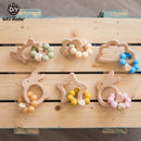 Let's Make Wooden Rattle Teether Baby Toys Engraved Wood Beads Hexagon Teether Silicone Beads 12Mm Tiny Rod Baby Crib Rattle