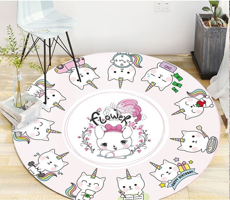 5 Sizes Kids Romm Decorative Round Carpet Fashion Cartoon Rabbit Round Area Rugs Parlor Girls Pink Bedroom Floor Mat Anti-slip