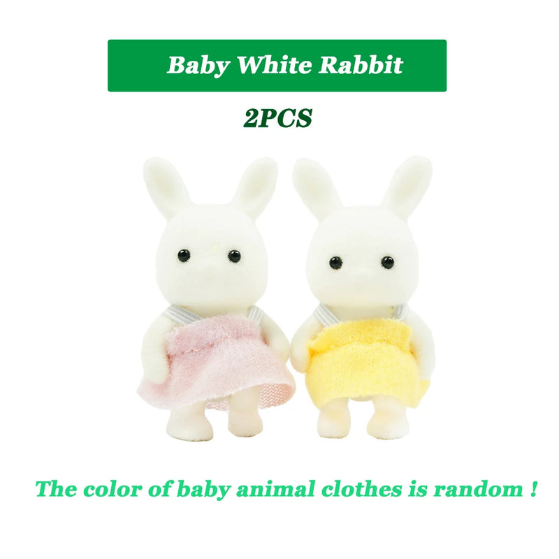 Easter Bunny Simulation Forest Animal Baby Toys Rabbit Family Dolls Dollhouse Figures Collectible Toy  4.5cm Furniture Set Gift