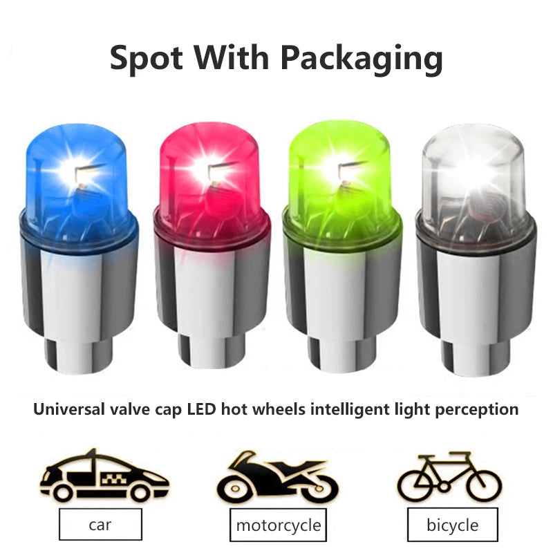 2/4pcs Universal Tyre Light Waterproof Wheel Light  Car Bike Motorcycle Tire Air Valve Stem LED Light Caps Decorative Lantern