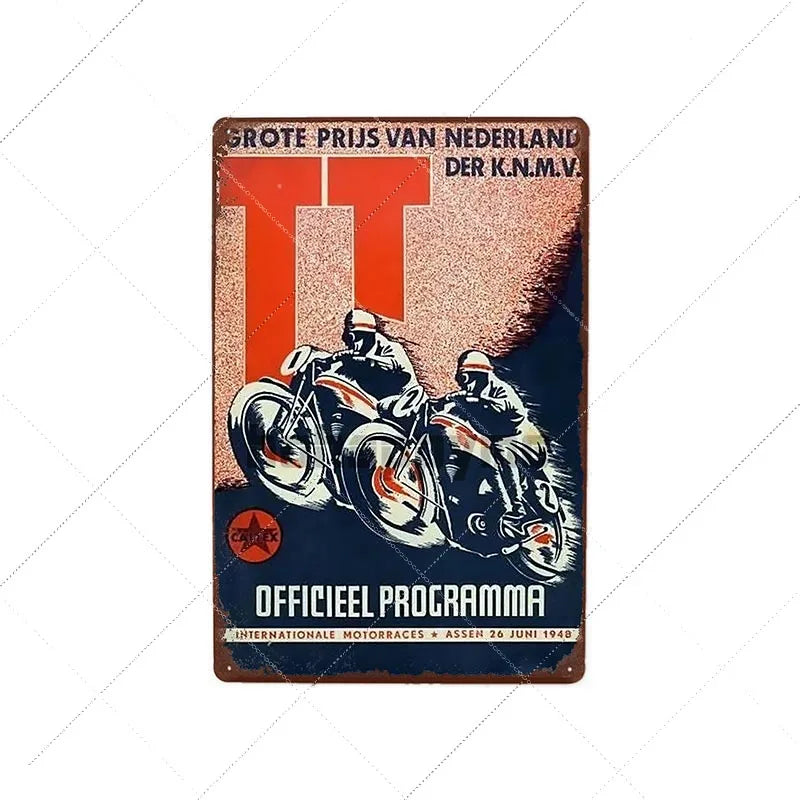 TT Isle Of Man Metal Poster Retro Vintage Tin Signs Motorcycle Races Plaque Wall Plate Pub Bar Garage Home Decor 20x30cm