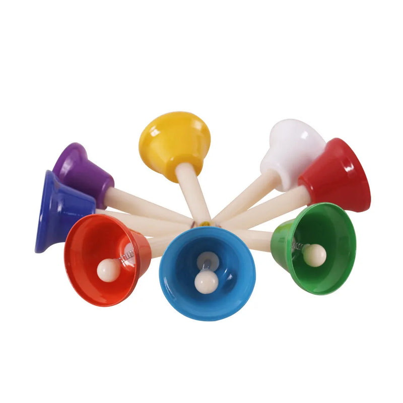 Orff Musical Instrument Set Handbell Colorful 8-Note Hand Bell Child Music Toy Baby Early Education Beautiful Christmas Gift