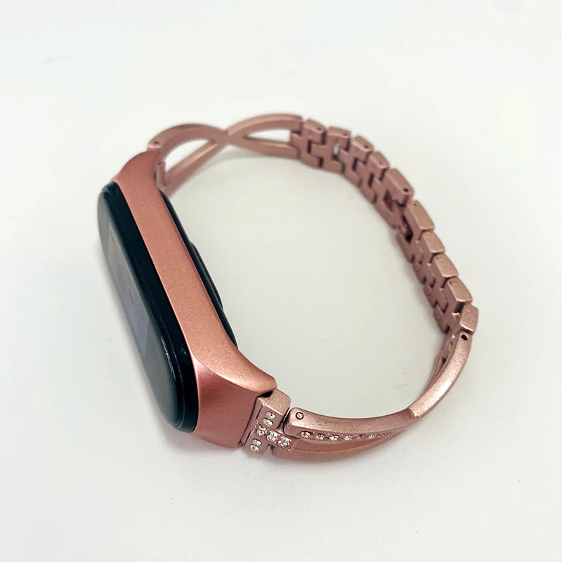 Pink Slim Strap Mi Band 8 7 6 Watch Bracelet Metal Wristband for Xiaomi Mi Band 4 5 Bands Miband Bling Smartwatch Strap