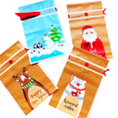 25pcs Christmas Gift Bag Drawstring Packaging Candy Cookie Nougat Packing Bags For Home New Year Xmas Santa Presents Decorations