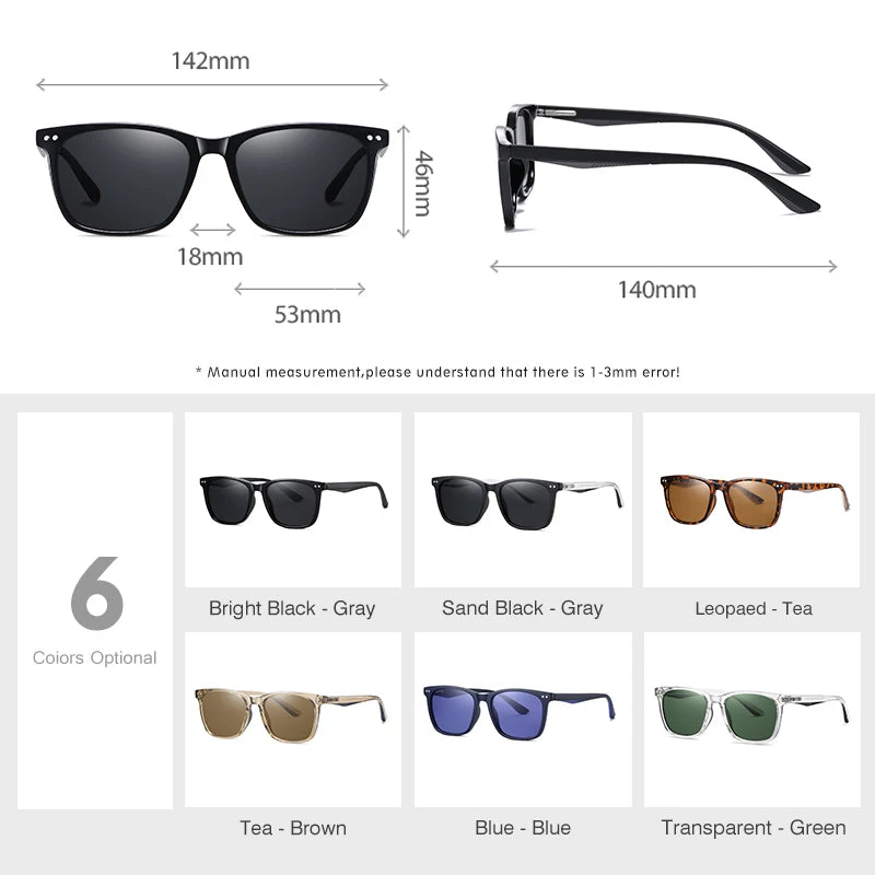 LM 2023 Polarized Sunglasses Men Women Fashion Square Shades Transparent Frame Ladies Travel UV400 Goggles Driving Sun Glasses