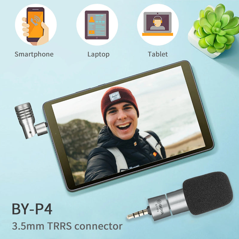 BOYA BY-P4 Condenser Wireless Microphone Plug and Play Mic For iphone Type-c Smartphone Camera Youtube Live Streaming Blogger