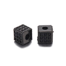 3Pcs/Lot Square Copper Beads Black Cubic Zircon Fit DIY Fashion Bracelet Necklace Making CZ Spacer Charms Beads for Jewelry