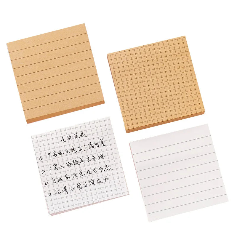 80 Sheets Creative Kraft paper Convenience Note Blank grid Horizontal Note Memo Pad Student Message Pasted Notepad