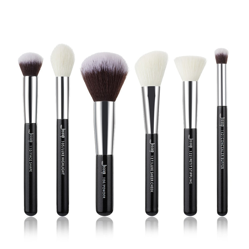 Jessup Makeup Brushes Set 6pcs Makeup Brush Natural-Synthetic Powder Contour Blush Highlighter Blend Concealer Makeup Brush Kits