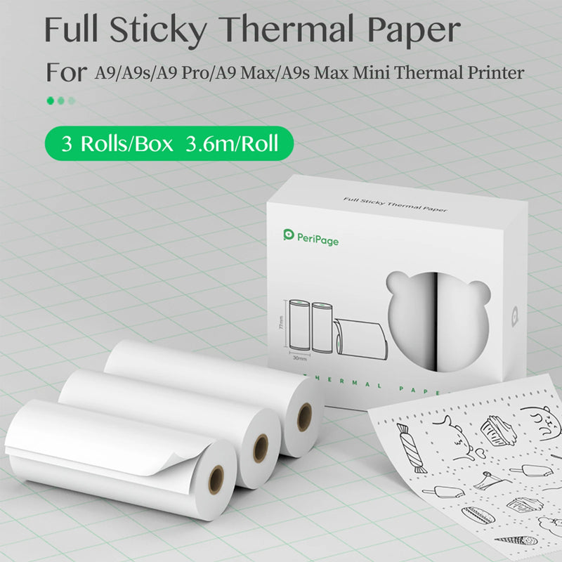PeriPage 107mm/77mm/56mm Thermal Paper Roll BPA-Free Non-adhesive Receipt Printing Paper Waterproof Oil-proof Friction-proof