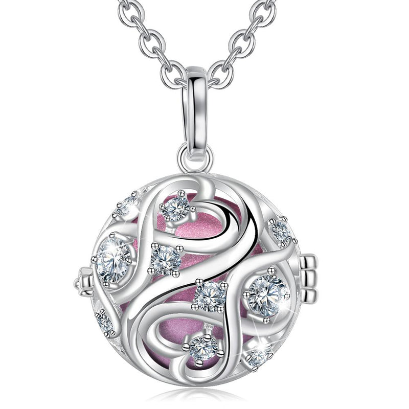 EUDORA 20mm Unique Crystal Cage Harmony Ball Musical Pendant Angel Caller Necklace with Infinite knot For Pregnancy Jewelry K363