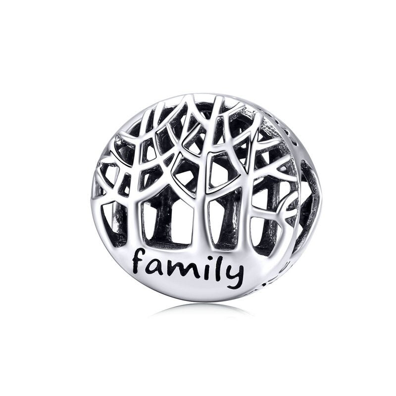Mom Love Pendant BISAER 925 Sterling Silver Oxidized Maternal Love Mom Mother Beads Charms For Women Silver 925 Jewelry ECC1460