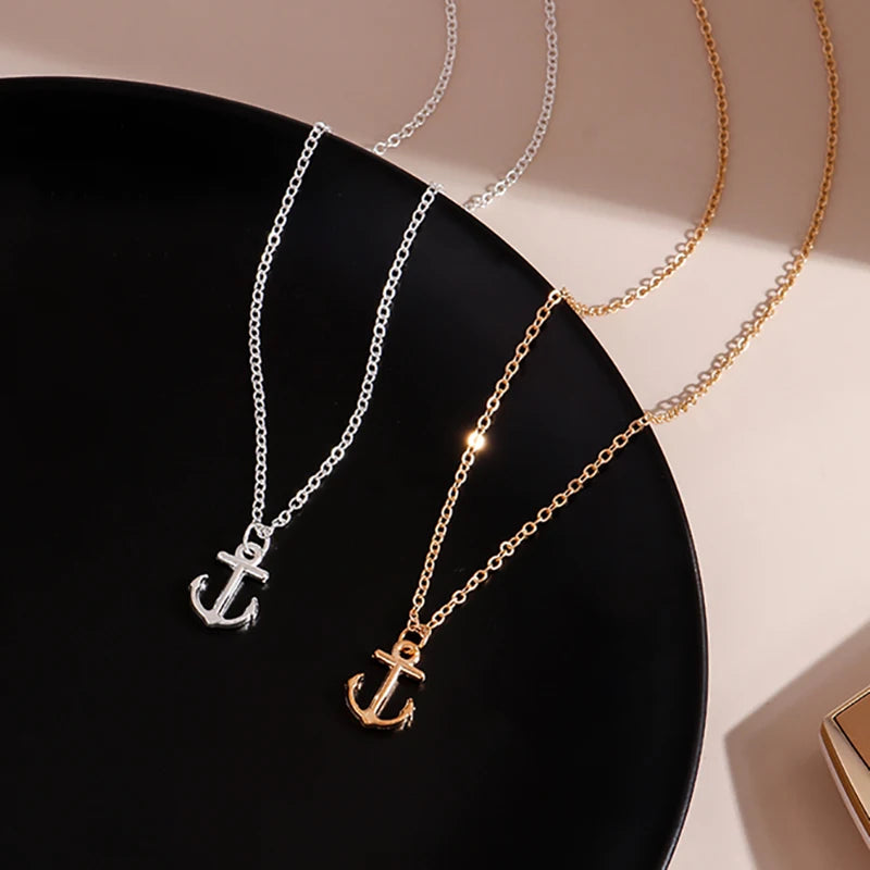 Simple Style Clavicle Chain Sea Navy Anchor Necklaces & Pendants for Women Girls Birthday Party Jewelry Collier Gifts